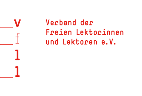 VFLL Logo des Verbands der Freien Lektorinnen und Lektoren e.V. in roter Schrift.